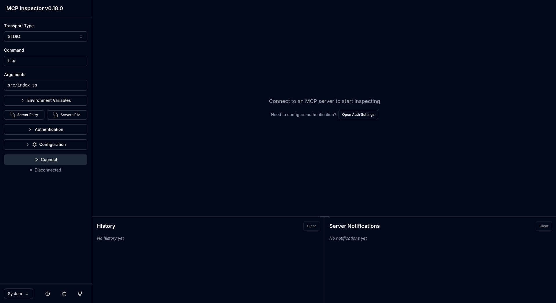 MCP Inspector home MCP Inspector home