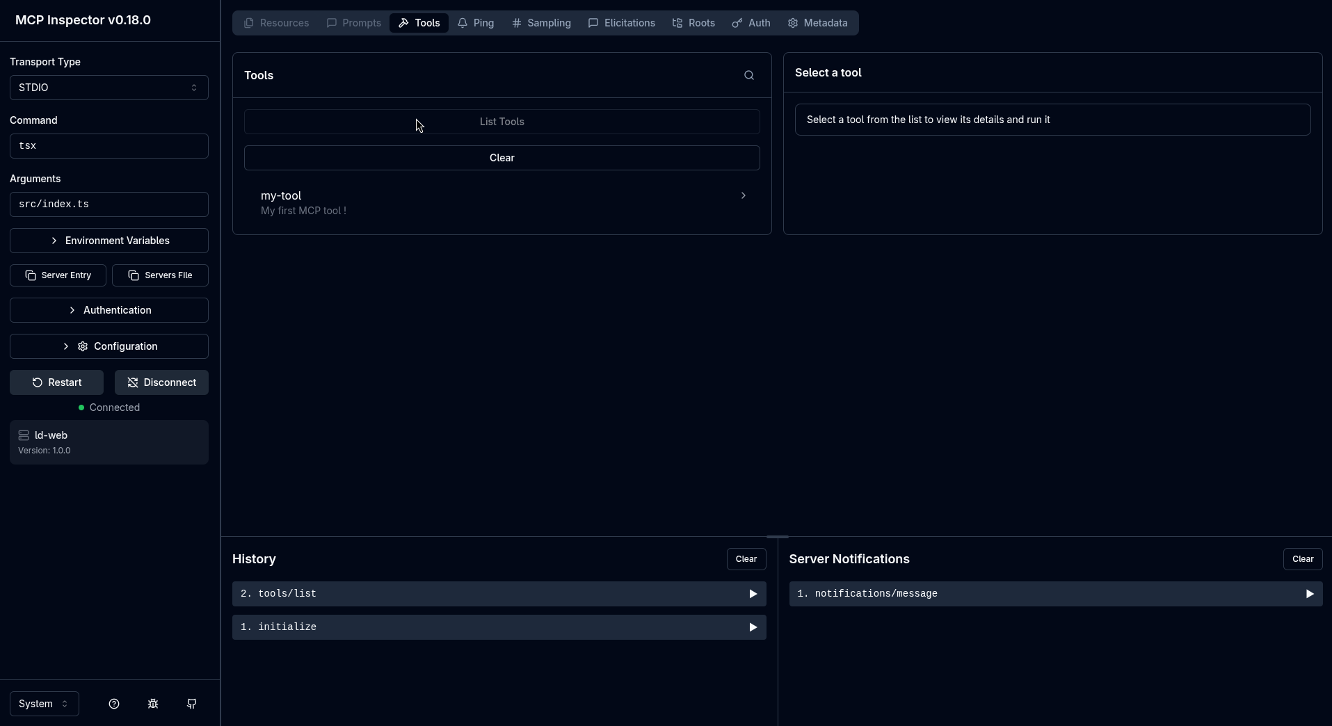 MCP Inspector tools list MCP Inspector tools list