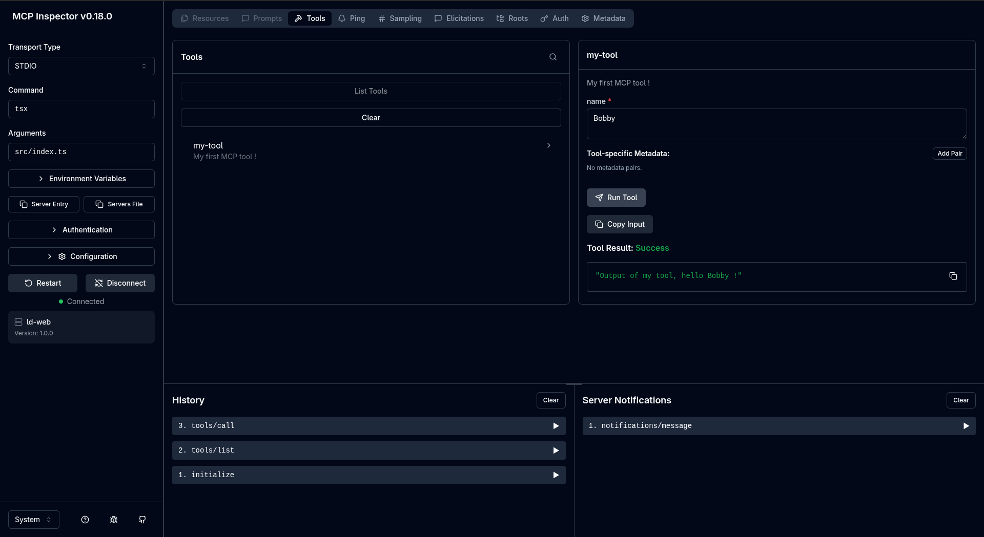 MCP Inspector run tool arg MCP Inspector run tool arg