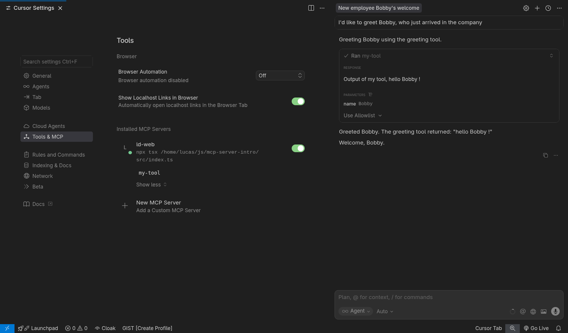 MCP Cursor integration MCP Cursor integration